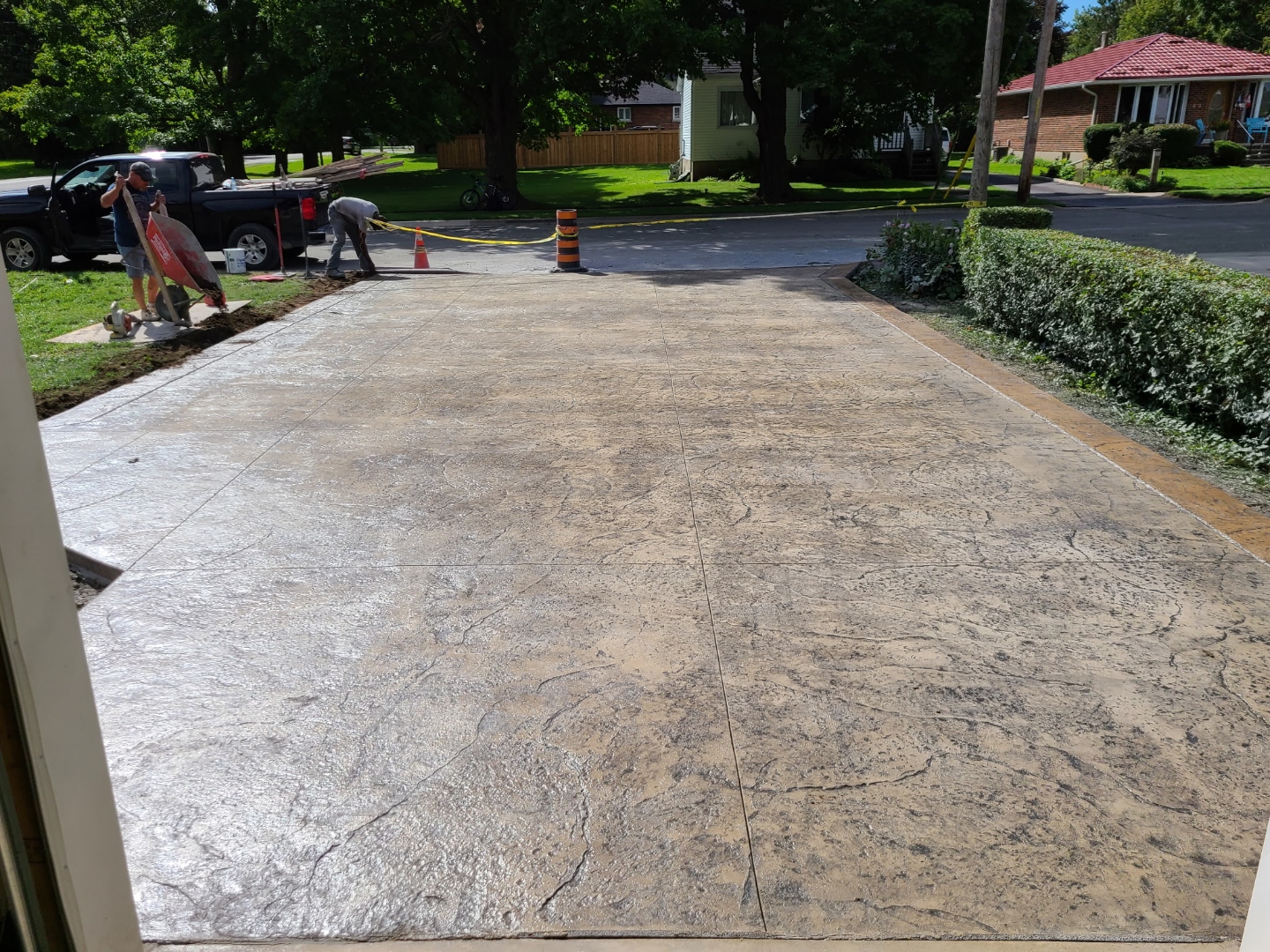 Stamped concrete driveway in progress
