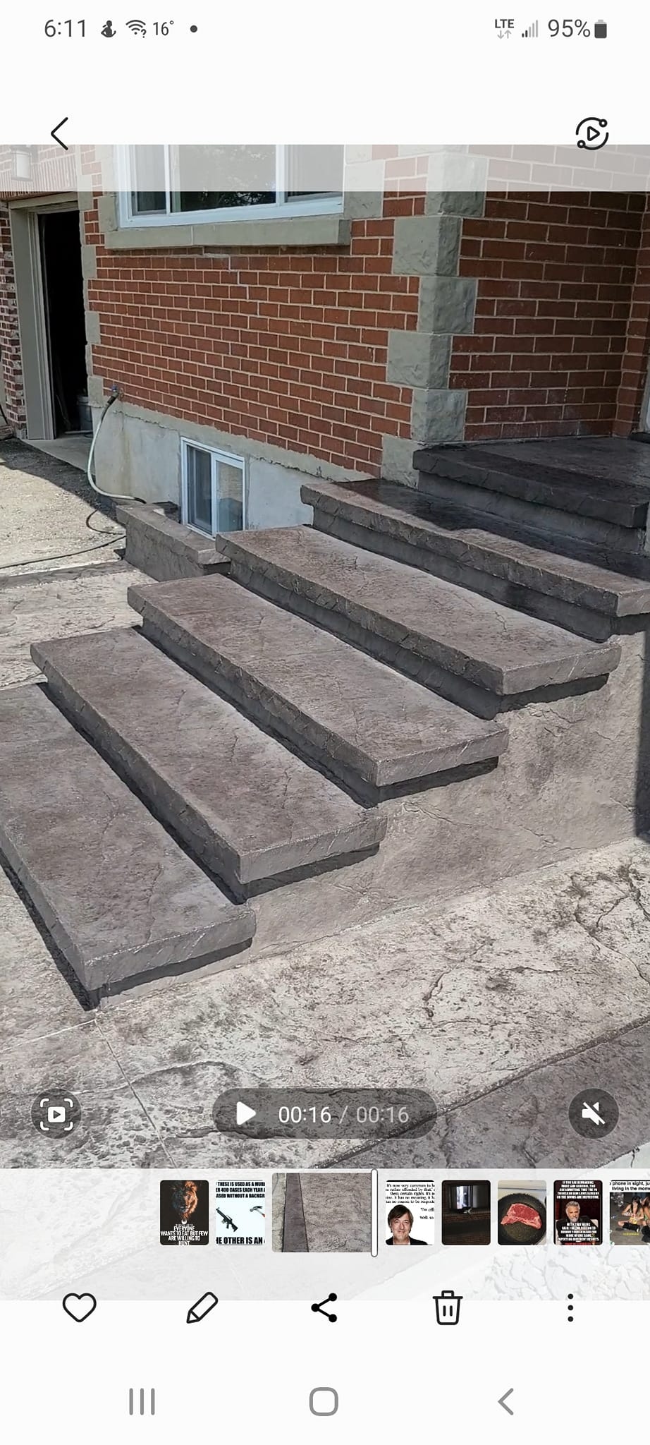 Stamped concrete front entrance steps
